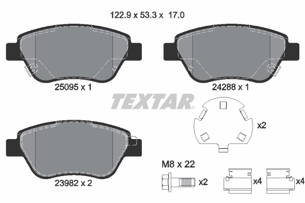 Kit pastiglie freno, Freno a disco - 2509501 TEXTAR