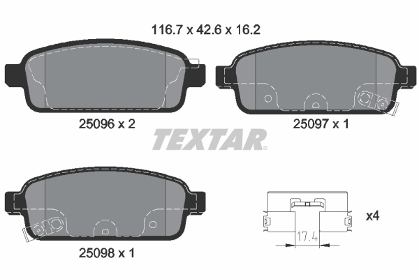Brake Pad Set, disc brake - 2509602 TEXTAR