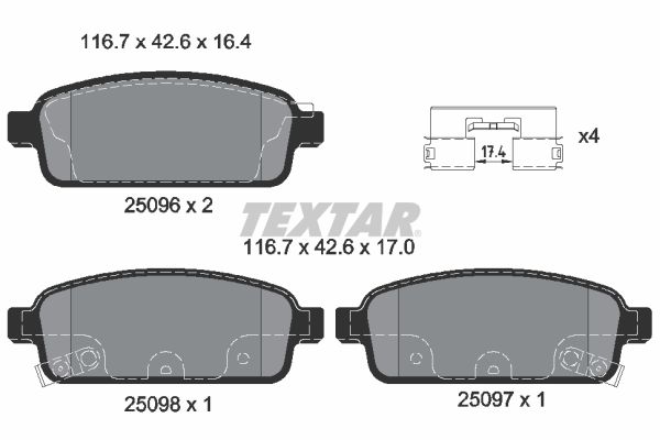 Brake Pad Set, disc brake - 2509602 TEXTAR