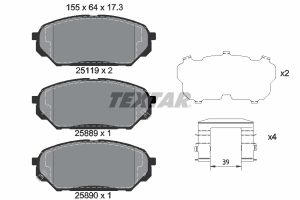 Brake Pad Set, disc brake - 2511901 TEXTAR