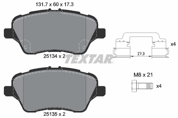 Brake Pad Set, disc brake - 2513402 TEXTAR