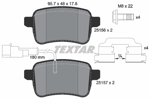 Kit pastiglie freno, Freno a disco - 2515601 TEXTAR