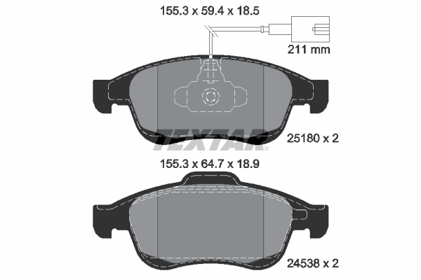 Kit pastiglie freno, Freno a disco - 2518001 TEXTAR