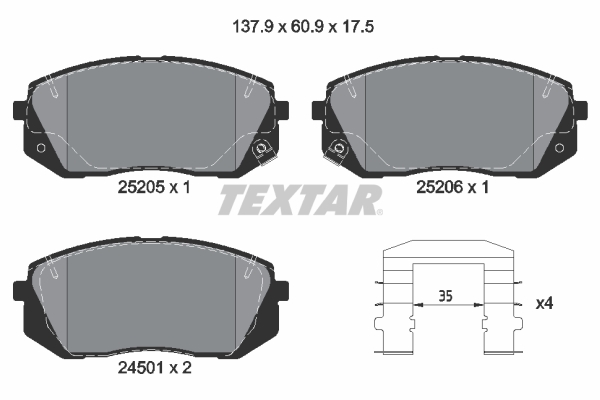 Brake Pad Set, disc brake - 2520501 TEXTAR
