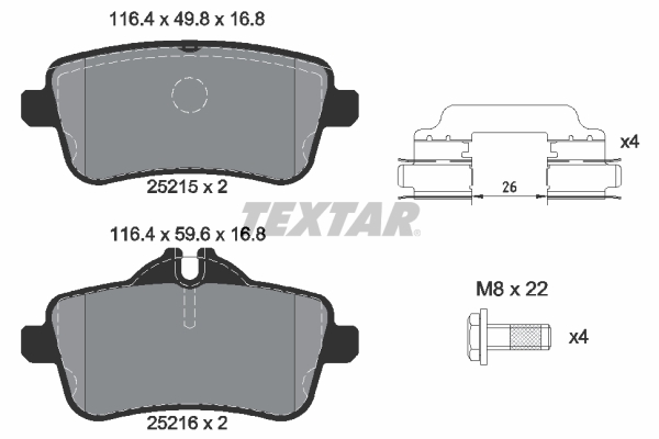 Brake Pad Set, disc brake - 2521509 TEXTAR