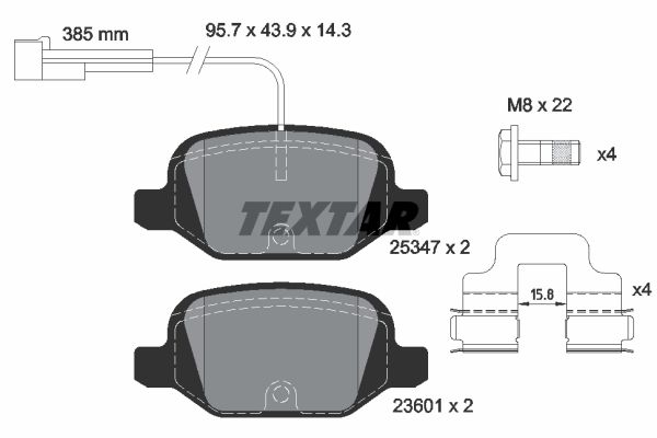 Kit pastiglie freno, Freno a disco - 2534701 TEXTAR