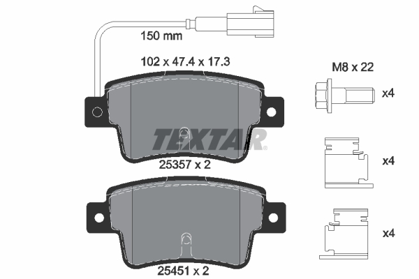 Kit pastiglie freno, Freno a disco - 2535701 TEXTAR