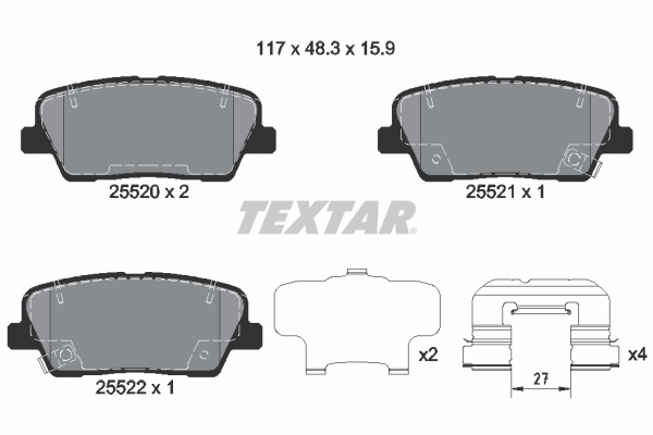Brake Pad Set, disc brake - 2552008 TEXTAR
