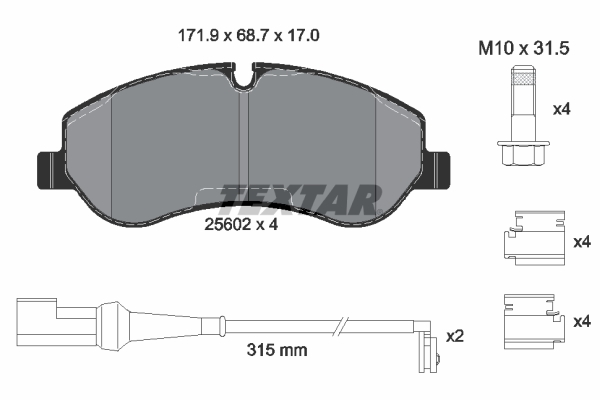 Kit pastiglie freno, Freno a disco - 2560201 TEXTAR