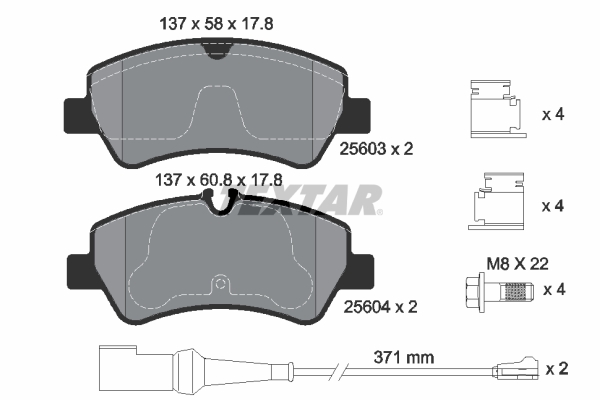 Bremsbelagsatz, Scheibenbremse - 2560303 TEXTAR
