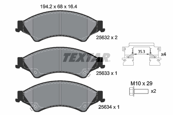 Kit pastiglie freno, Freno a disco - 2563201 TEXTAR