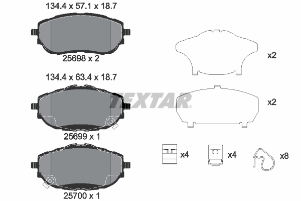 Brake Pad Set, disc brake - 2569801 TEXTAR