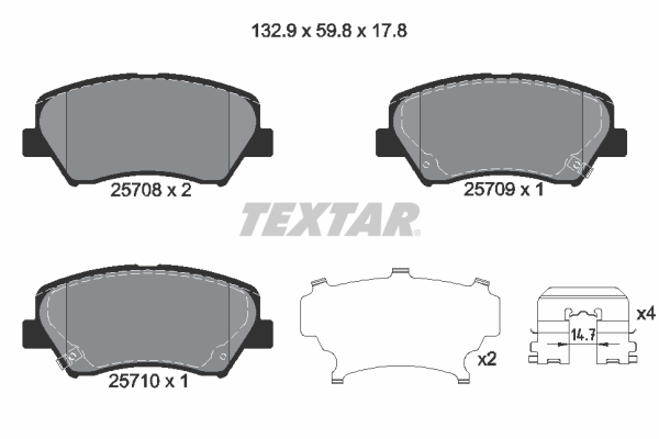 Brake Pad Set, disc brake - 2570801 TEXTAR