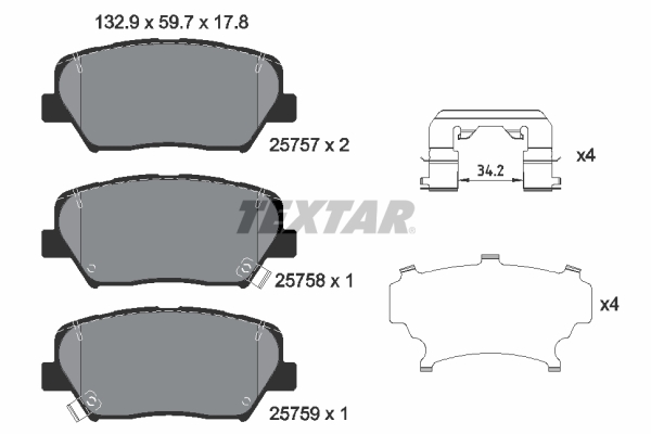 Brake Pad Set, disc brake - 2575701 TEXTAR
