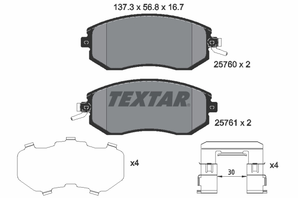 Brake Pad Set, disc brake - 2576001 TEXTAR