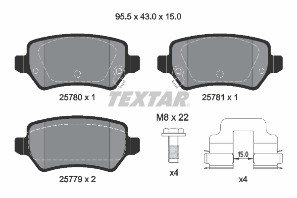 Kit pastiglie freno, Freno a disco - 2578001 TEXTAR
