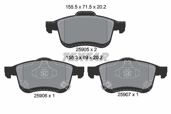Kit pastiglie freno, Freno a disco - 2590501 TEXTAR