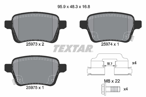 Brake Pad Set, disc brake - 2597301 TEXTAR