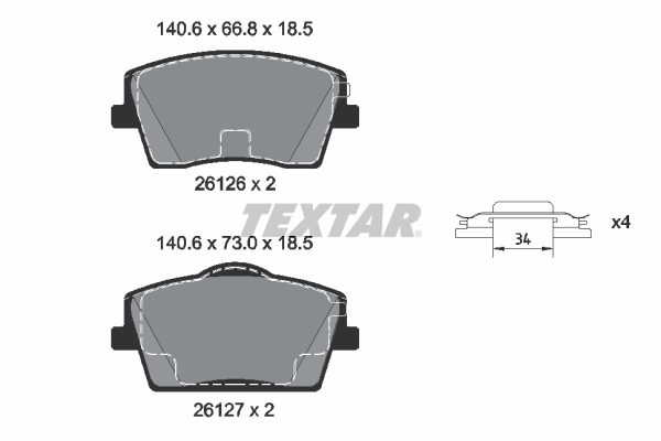 Brake Pad Set, disc brake - 2612601 TEXTAR