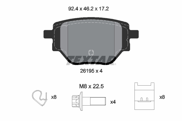 Brake Pad Set, disc brake - 2619501 TEXTAR