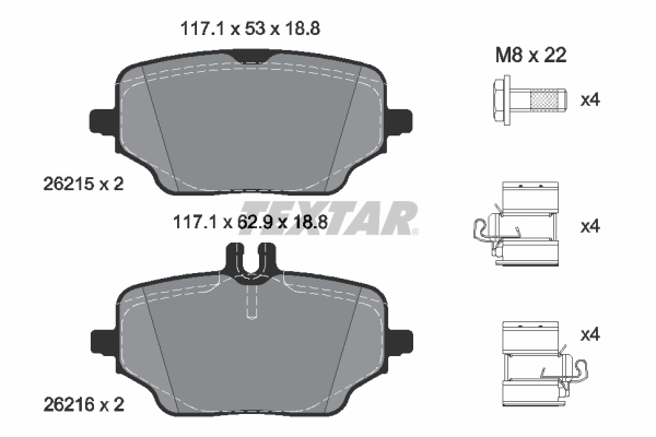 Brake Pad Set, disc brake - 2621501 TEXTAR