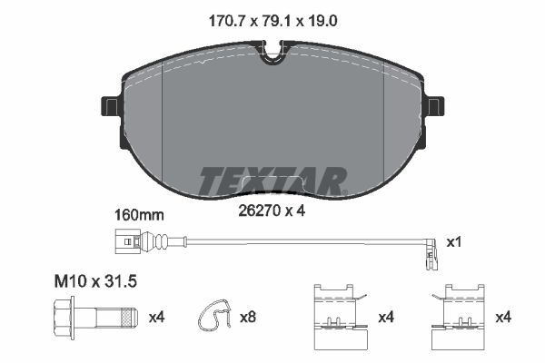 Brake Pad Set, disc brake - 2627001 TEXTAR