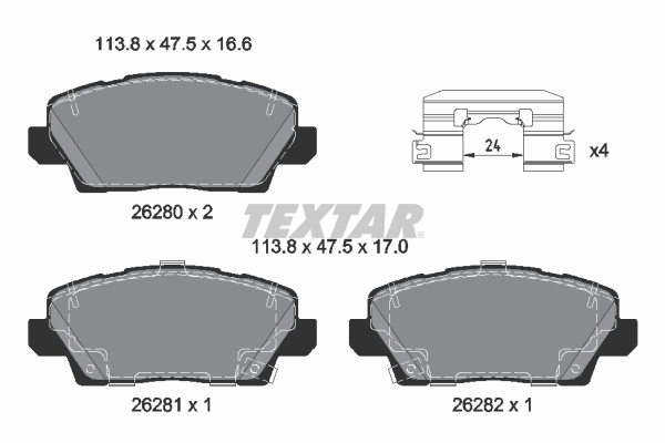 Brake Pad Set, disc brake - 2628001 TEXTAR