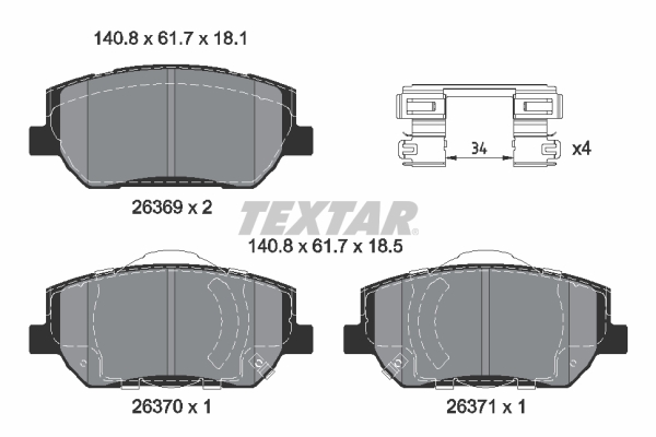 Brake Pad Set, disc brake - 2636901 TEXTAR