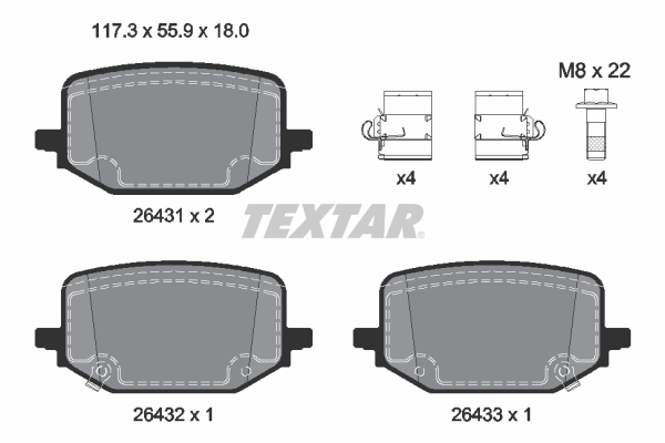 Kit pastiglie freno, Freno a disco - 2643102 TEXTAR