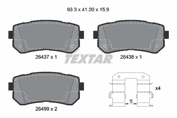 Комплект тормозных колодок, дисковый тормоз - 2643701 TEXTAR