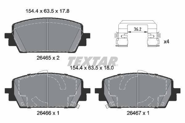 Brake Pad Set, disc brake - 2646501 TEXTAR