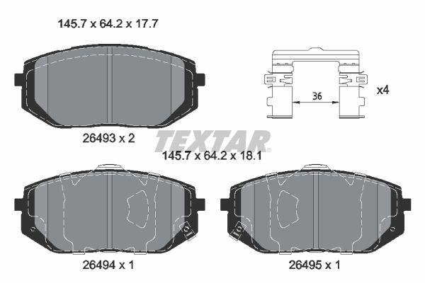 Brake Pad Set, disc brake - 2649301 TEXTAR
