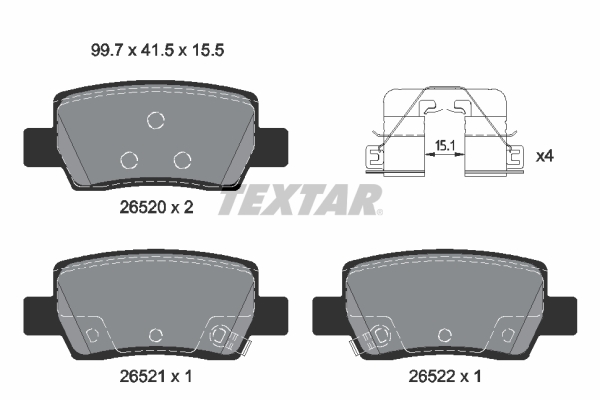 Brake Pad Set, disc brake - 2652001 TEXTAR