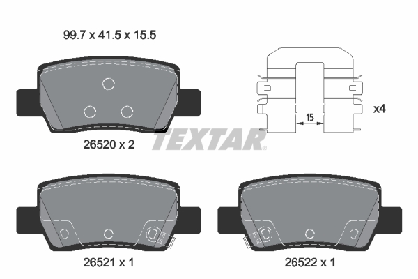 Kit pastiglie freno, Freno a disco - 2652002 TEXTAR