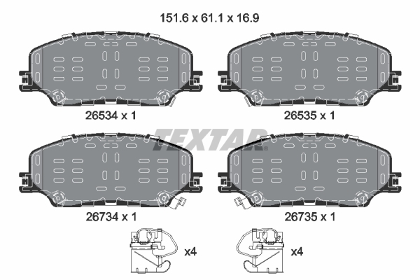 Kit pastiglie freno, Freno a disco - 2653401 TEXTAR