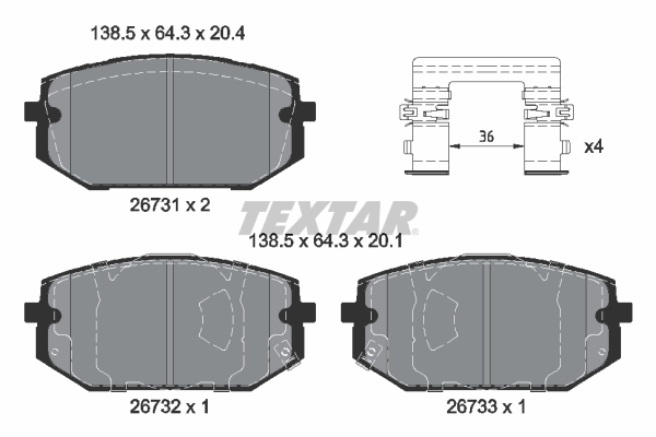 Brake Pad Set, disc brake - 2673101 TEXTAR