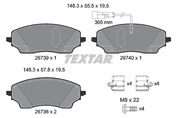 Kit pastiglie freno, Freno a disco - 2673901 TEXTAR
