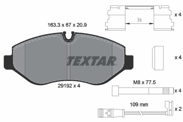 Brake Pad Set, disc brake - 2919202 TEXTAR