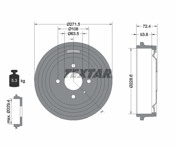 Brake Drum - 94007300 TEXTAR