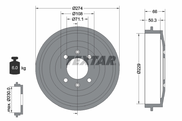 Brake Drum - 94010300 TEXTAR