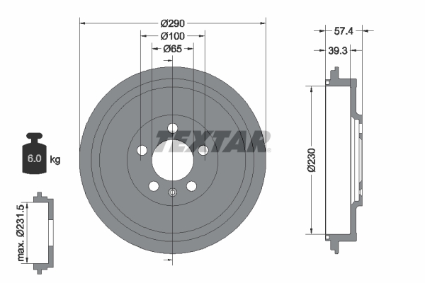 Brake Drum - 94024300 TEXTAR