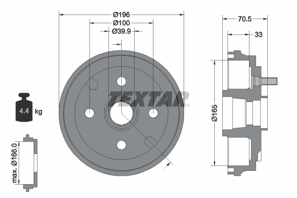 Tamburo freno - 94033900 TEXTAR