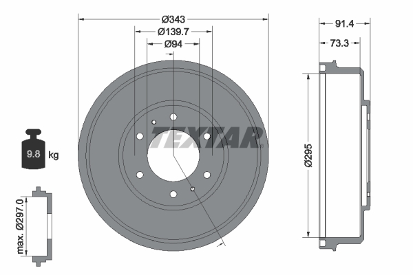 Brake Drum - 94035300 TEXTAR