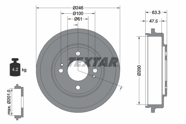 Brake Drum - 94037100 TEXTAR