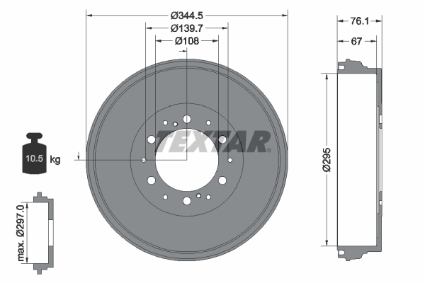 Brake Drum - 94038800 TEXTAR