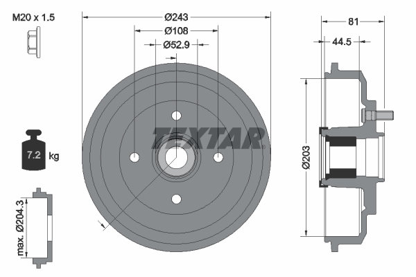 Brake Drum - 94041300 TEXTAR
