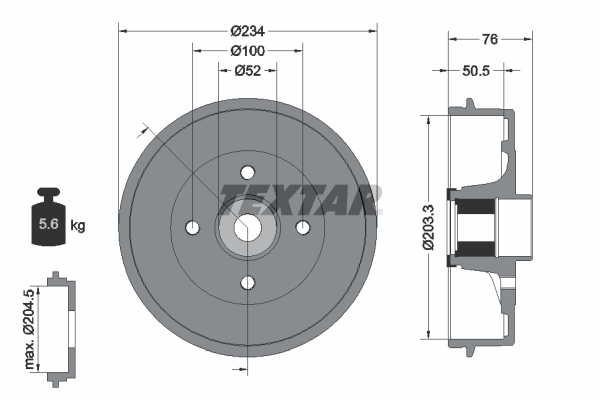 Bremstrommel - 94042400 TEXTAR