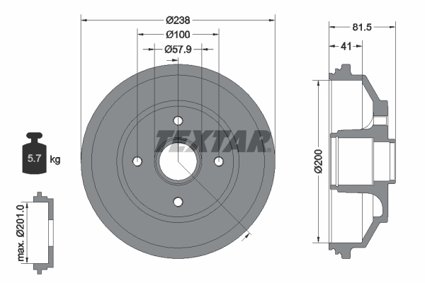 Brake Drum - 94043000 TEXTAR