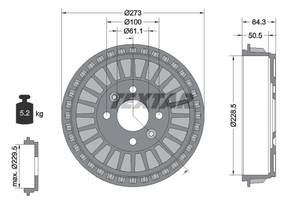 Brake Drum - 94046100 TEXTAR