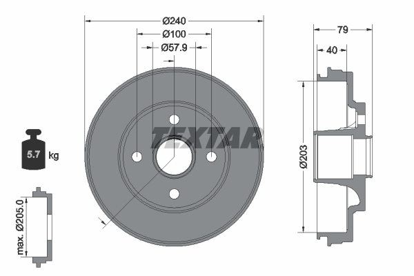 Brake Drum - 94049800 TEXTAR
